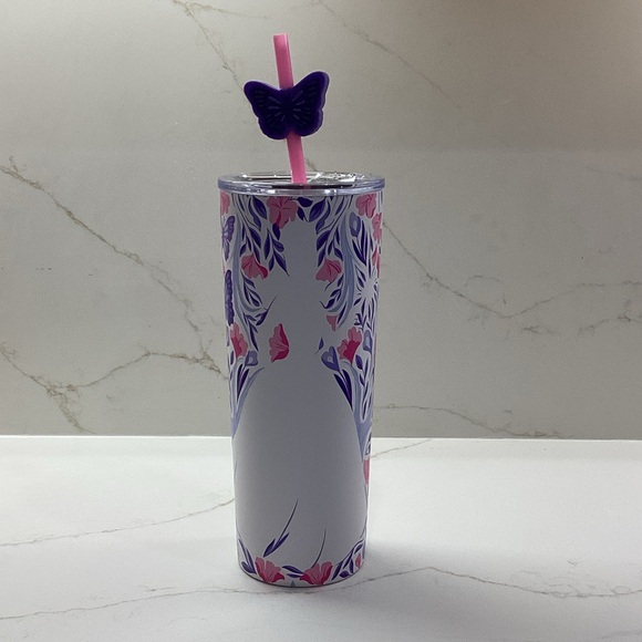 Universal Studio Other - Wicked Shadows Floral Stainless Tumbler with Butterfly Straw